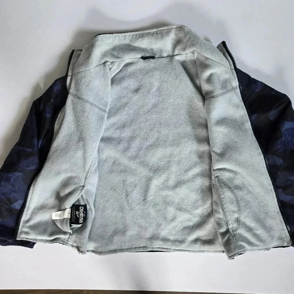 OshKosh reversible blue grey Camo fleece fall winter jacket boys size 8 - Picture 4 of 8